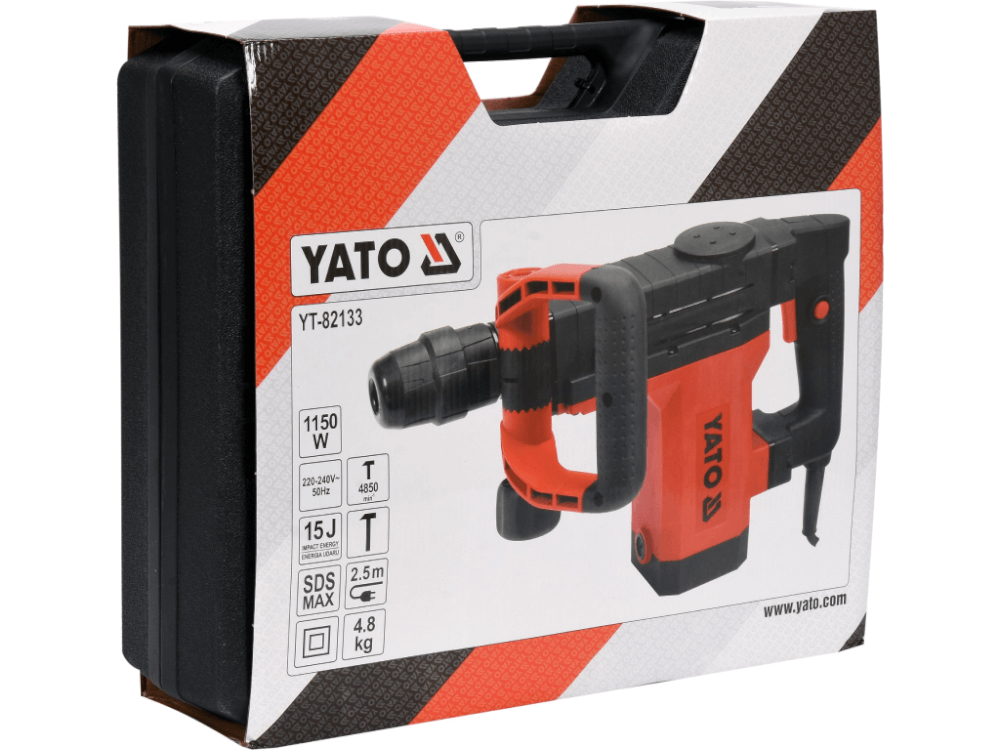 ელექტრო ჩაქუჩი (პერფორატორი) YATO YT-82133 • 1150W სიმძლავრე • 15 ჯ დარტყმის ძალა • 5100 დარტყმა/წთ სურათი