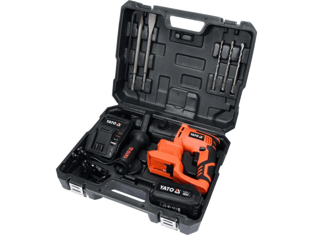 ელექტრო ჩაქუჩი (პერფორატორი) ელემენტით YATO YT-82770 • 18V ბატარეა • 2J დარტყმის ძალა • 4800 დარტყმა/წთ სურათი