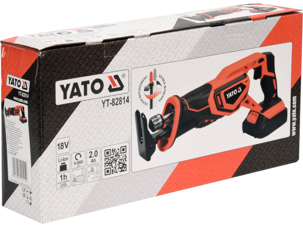 ელექტრო ხერხი ელემენტით YATO YT-82814 • 18V ელემენტი • 3000 ბრუნი/წთ • ხისა და მეტალის ჭრისთვის სურათი