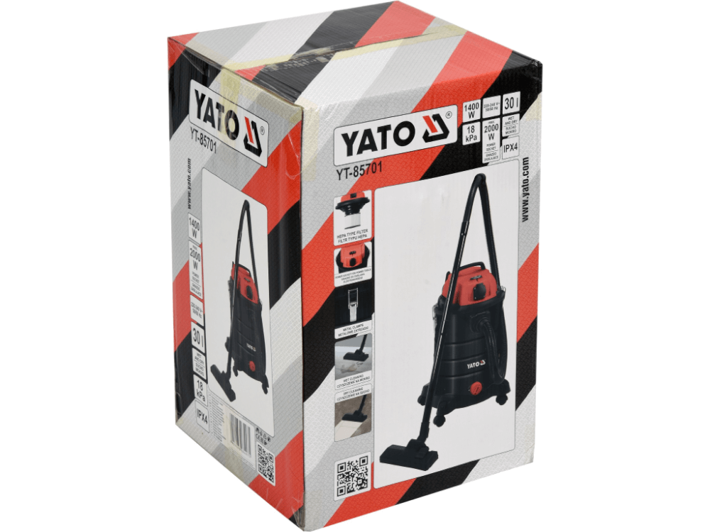 ინდუსტრიული მტვერსასრუტი YATO YT-85701 • 1400W სიმძლავრე • სველი და მშრალი წმენდა • 30 ლიტრიანი კონტეინერი სურათი
