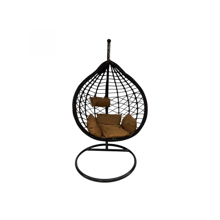 საქანელა-სავარძელი SC-004XY (შავი მუქი ყავისფერი ბალიშით) სურათი