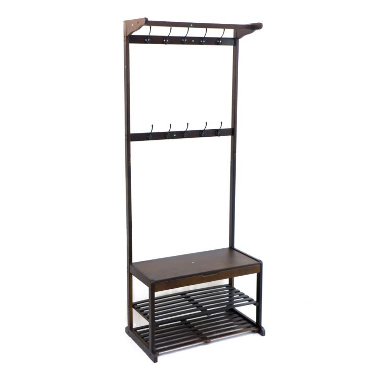 ტანსაცმლის საკიდი ბამბუკის მუქი ყავისფერი 170*31*70 სმ სურათი