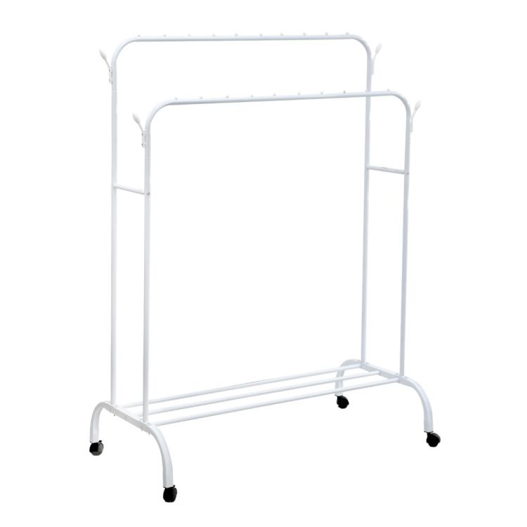 ტანსაცმლის საკიდი 110*54*150, გვერდითი კაუჭით+ბორბალით სურათი