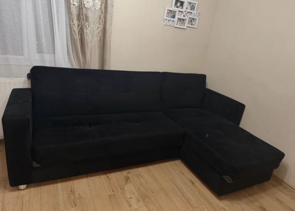 კუთხის დივანი სათავსოთი და გასაშლელი მექანიზმით სურათი