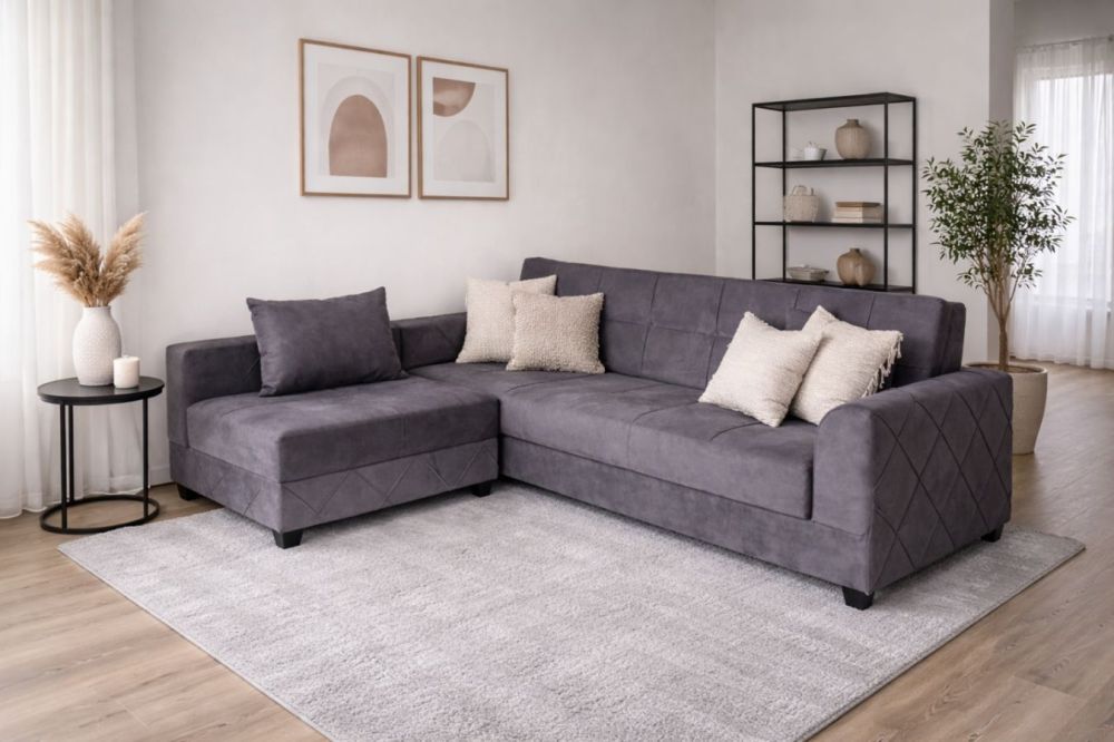 კუთხის გასაშლელი დივანი და პუფი შეკვეთით – მხოლოდ 700 ლარად! სურათი