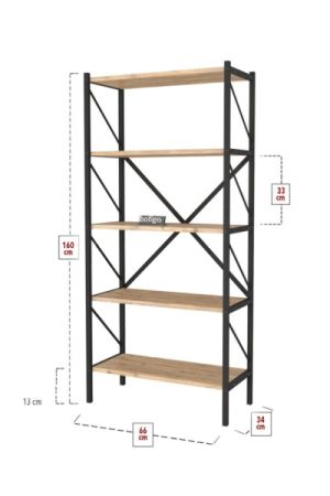 თარო, 5-დონიანი, ფიჭვის ფაქტურით სურათი