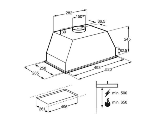 ჩასაშენებელი გამწოვი ELECTROLUX LFG525S (600მ³/სთ) სურათი