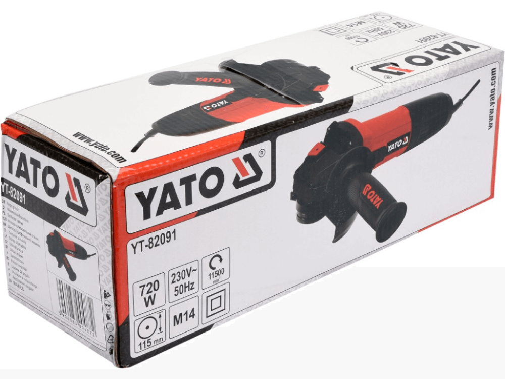 კუთხსახეხი (ბალგარკა) YATO YT-82091 • 11500 ბრუნი/წთ • 115 მმ დისკო • კომპაქტური და მსუბუქი სურათი