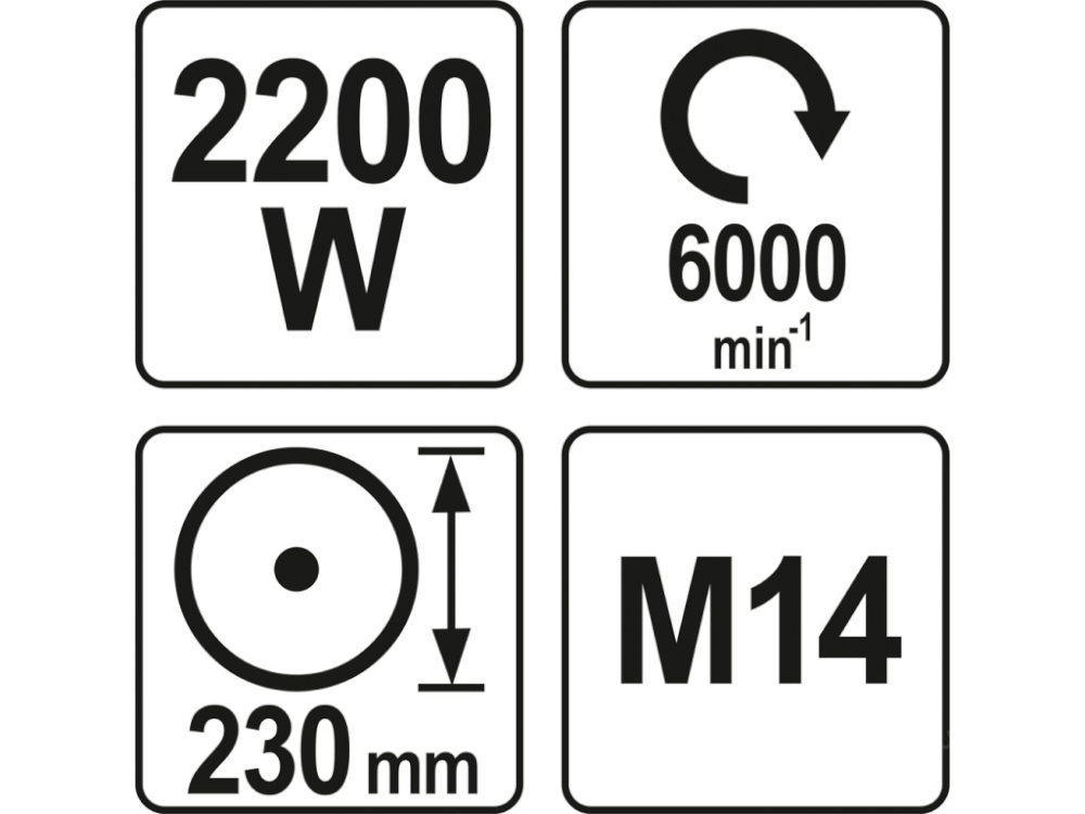 კუთხსახეხი (ბალგარკა) YATO YT-82102 • 2200W სიმძლავრე • 230 მმ დისკო • 6000 ბრუნი/წთ სურათი