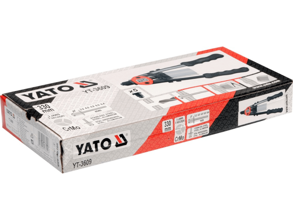 მოქლონვის ინსტრუმენტი YATO YT-3609 • 330 მმ სიგრძე • CrMo ფოლადი • 3.2–6.4 მმ მოქლონის დიაპაზონი სურათი