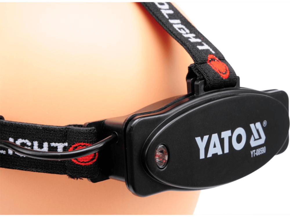 შუბლზე გასაკრავი ფანარი YATO YT-08590 • კომპაქტური • 3 განათების რეჟიმით • ელემენტებზე მომუშავე სურათი