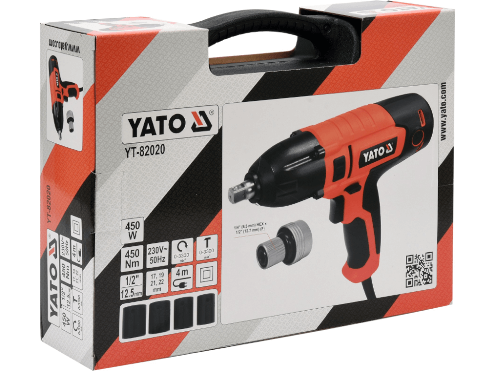 ქანჩის მოსახსნელი YATO YT-82020 • 450Nm ბრუნვით • რეგულირებადი სიჩქარით • ჩემოდნით სურათი