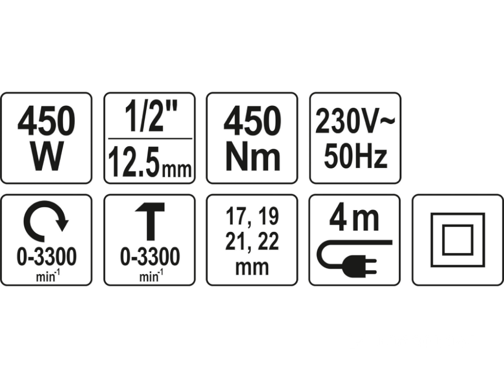 ქანჩის მოსახსნელი YATO YT-82020 • 450Nm ბრუნვით • რეგულირებადი სიჩქარით • ჩემოდნით სურათი