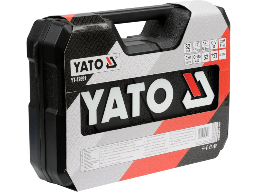 ქანჩის გასაღების ნაკრები YATO YT-12691 • 82-ცალიანი კომპლექტი • 1/4" და 1/2" სოკეტებით პროფესიონალური გამოყენებისთვის სურათი