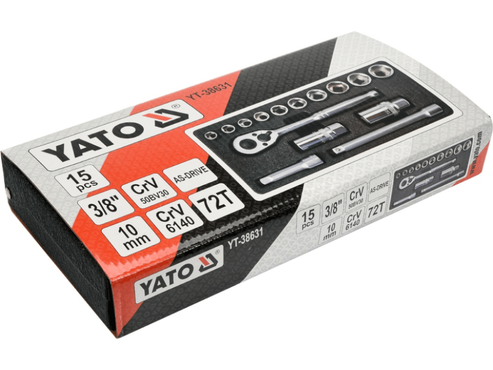 ქანჩის გასაღების ნაკრები YATO YT-38631 • 15-ცალიანი კომპლექტი • AS-DRIVE სისტემით სურათი