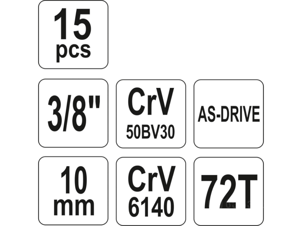 ქანჩის გასაღების ნაკრები YATO YT-38631 • 15-ცალიანი კომპლექტი • AS-DRIVE სისტემით სურათი