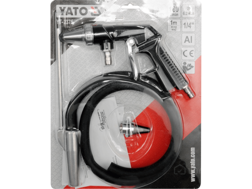 ქვიშის პისტოლეტი YATO YT-2375 • 3 ელემენტით • 8 ბარის წნევით • პროფესიონალური გამოყენებისთვის სურათი