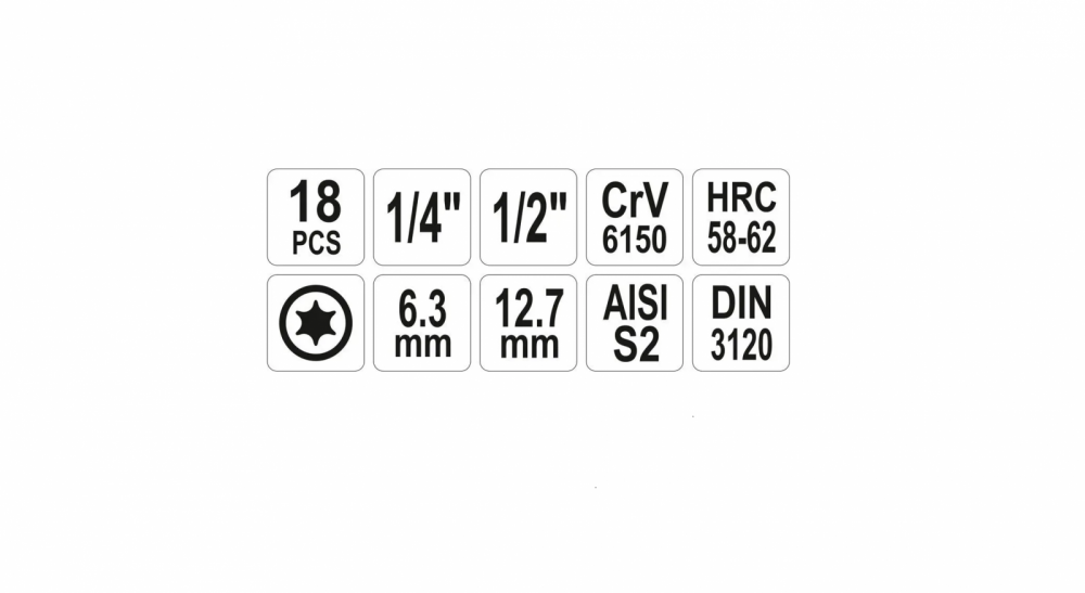 ვარსკვლავა ქანჩის მოსახსნელის ნაკრები 18 ც /TORX/ YATO YT-7751 სურათი