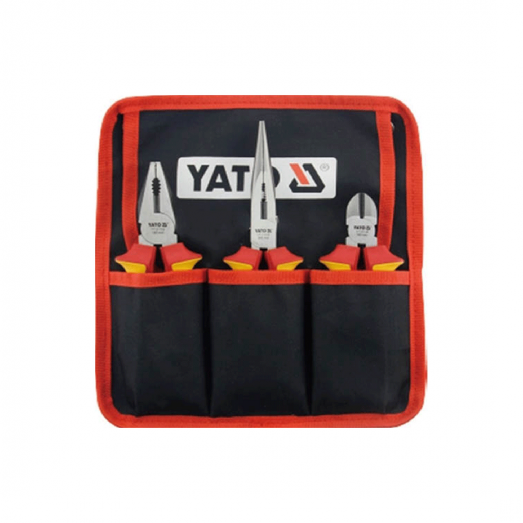 ბრტყელტუჩების ნაკრები YATO YT-39600, 3 ცალი, 1000V, იზოლირებული, ელექტროსამუშაოებისთვის სურათი