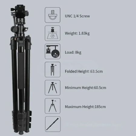 Jmary პროფესიონალური შტატივი 185სმ სურათი