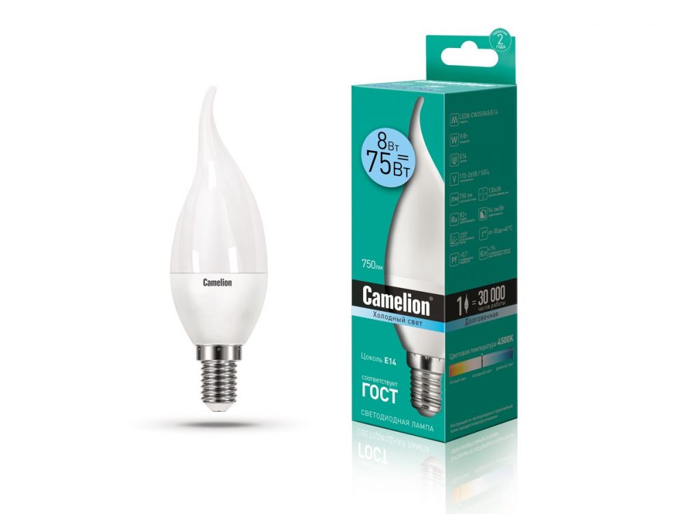 ლედ ნათურა Camelion LED ნათურა Lamp - LED8-CW35/845/E14 8ვატი ცივი ნათება სურათი