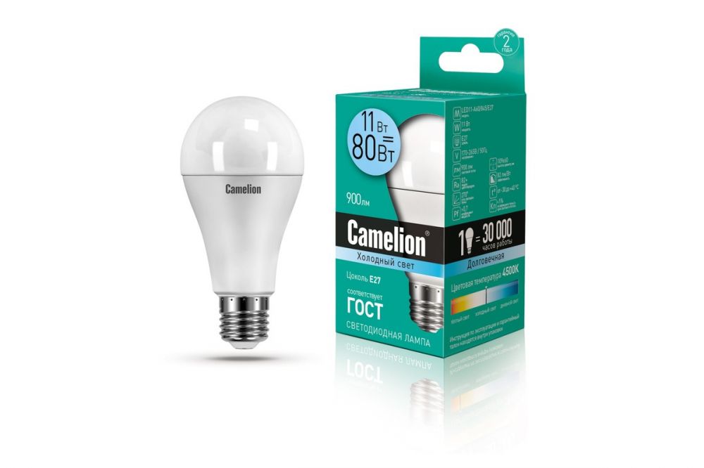 ლედ ნათურა Camelion LED Energy Saving LED Bulbs 11W/Warmlight/E27 LED11-A60/845/E27თბილი ნათება სურათი