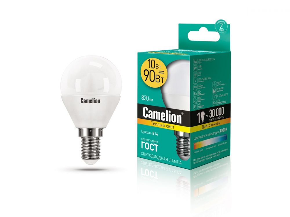 ლედ ნათურა Camelion LED Lamp - LED10-G45/830/E14 10ვატი სურათი