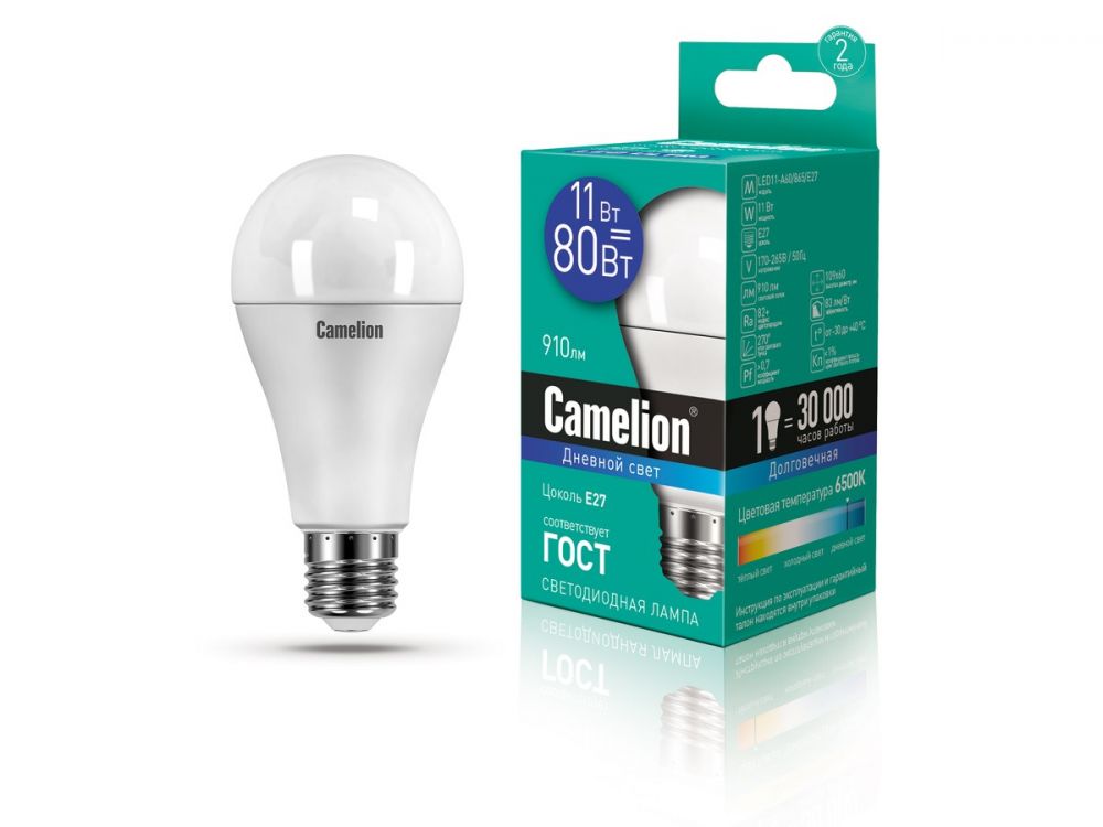 ლედ ნათურა Camelion Led Lamp LED11-A60/865/E27 11ვატი ცივი ნათება სურათი