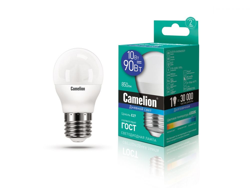 ლედ ნათურა Camelion LED Lamp - LED10-G45/865/E27 10ვატი სურათი