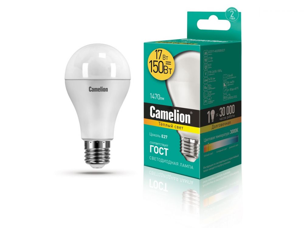 ლედ ნათურა Camelion Led Lamp LED17-A65/830/E27 17ვატი სურათი