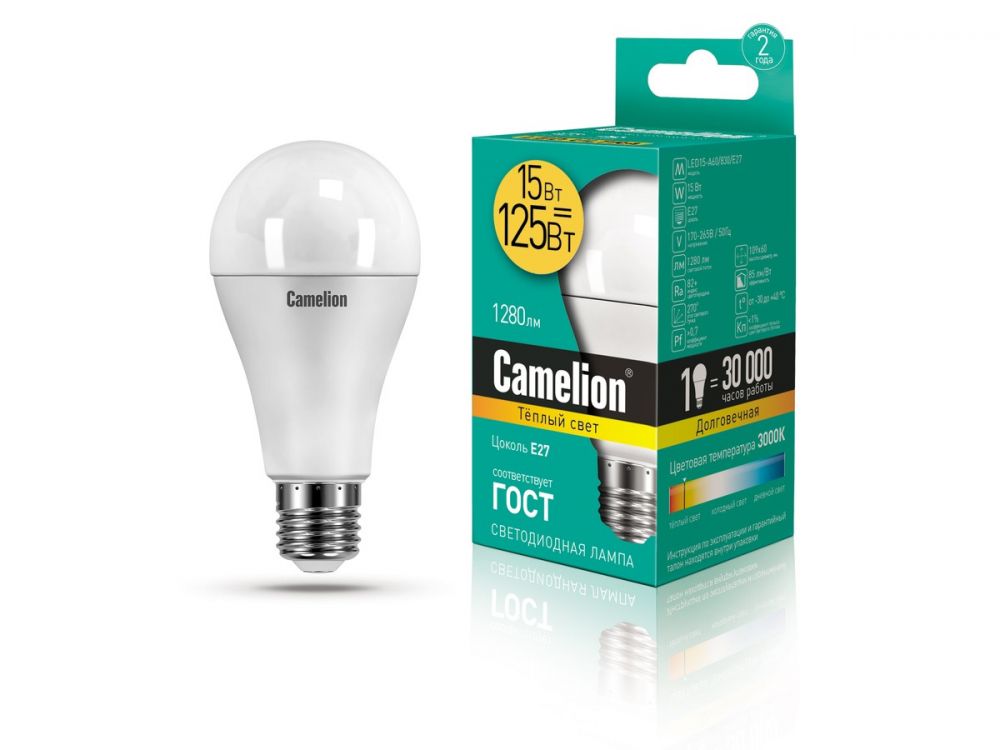 ლედ ნათურა Camelion Led Lamp LED15-A60/830/E27 15ვატი სურათი