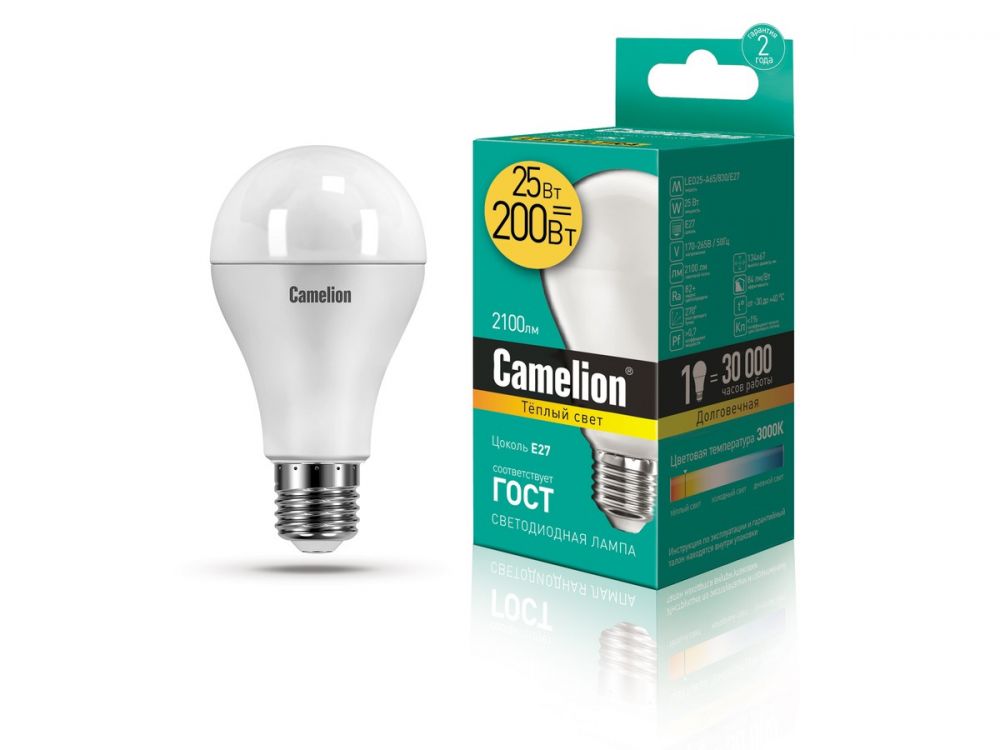 ლედ ნათურა Camelion Led Lamp LED25-A65/830/E27 25ვატი ცივი ნათება სურათი
