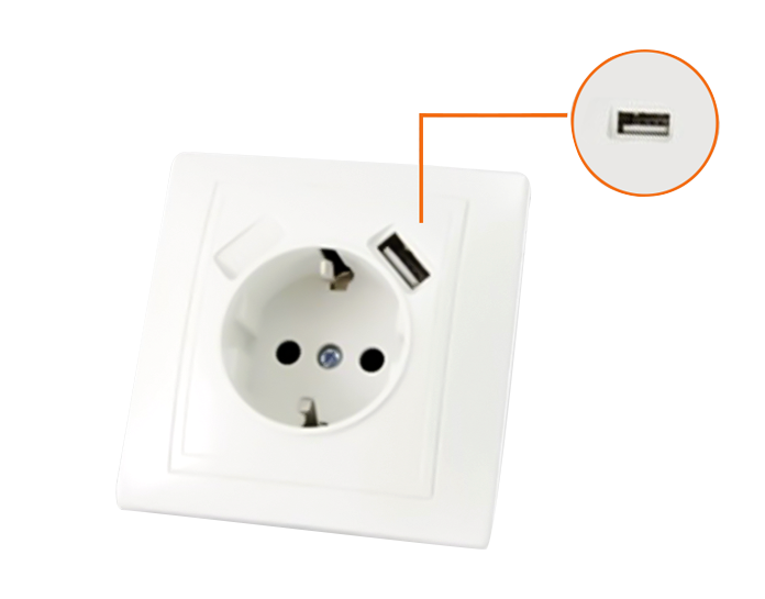 როზეტი 16ა  (დამიწებით, საფარით + USB ) (თეთრი). SQ1814-0040 TDM სურათი