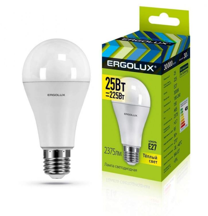 ნათურა  25W Ergolux LED-A65-25W-E27-3K სურათი