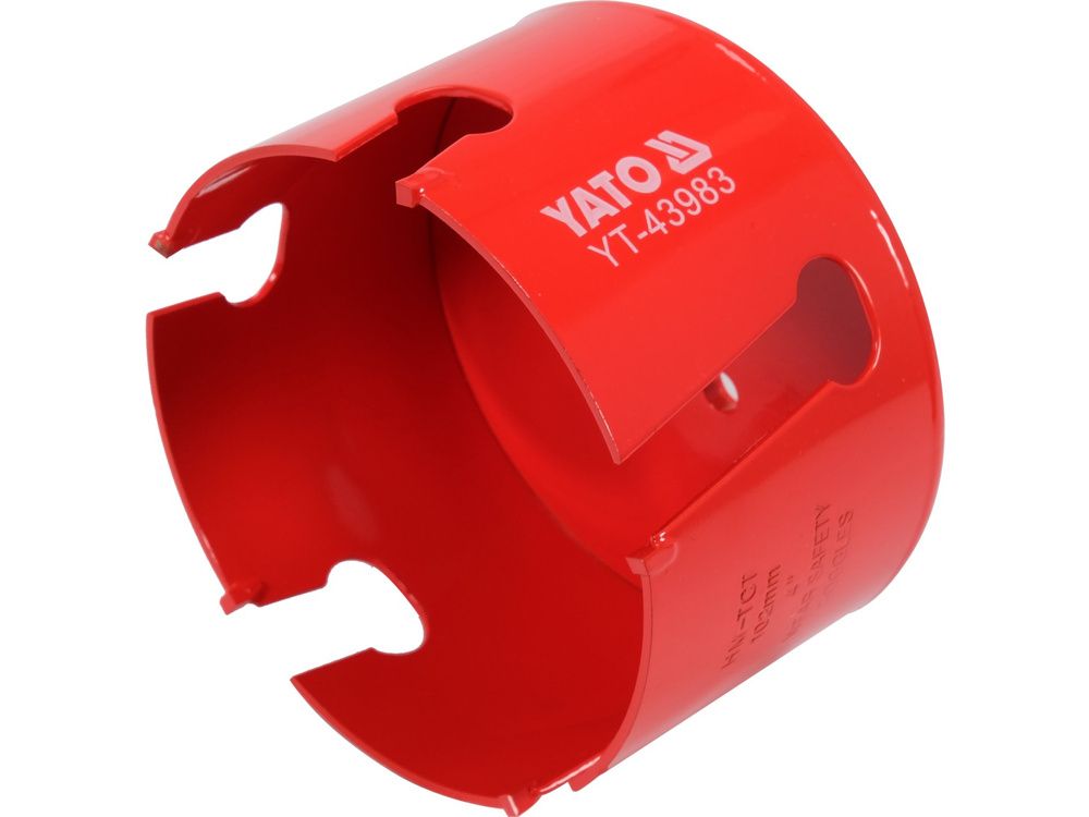 გვირგვინი სახვრეტი YATO YT-43983, 102 მმ – TCT ტექნოლოგიით შექმნილი მძლავრი ინსტრუმენტი ფართო და სუფთა ჭრებისთვის მყარ ზედაპირებზე სურათი