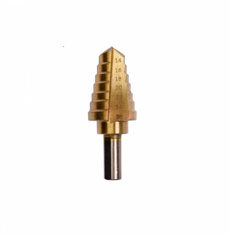 კონუსური ბურღი YATO YT-44743, 14–26 მმ – ზუსტი და მრავალსაფეხურიანი ბურღვისთვის HEX სტაბილურობით სურათი
