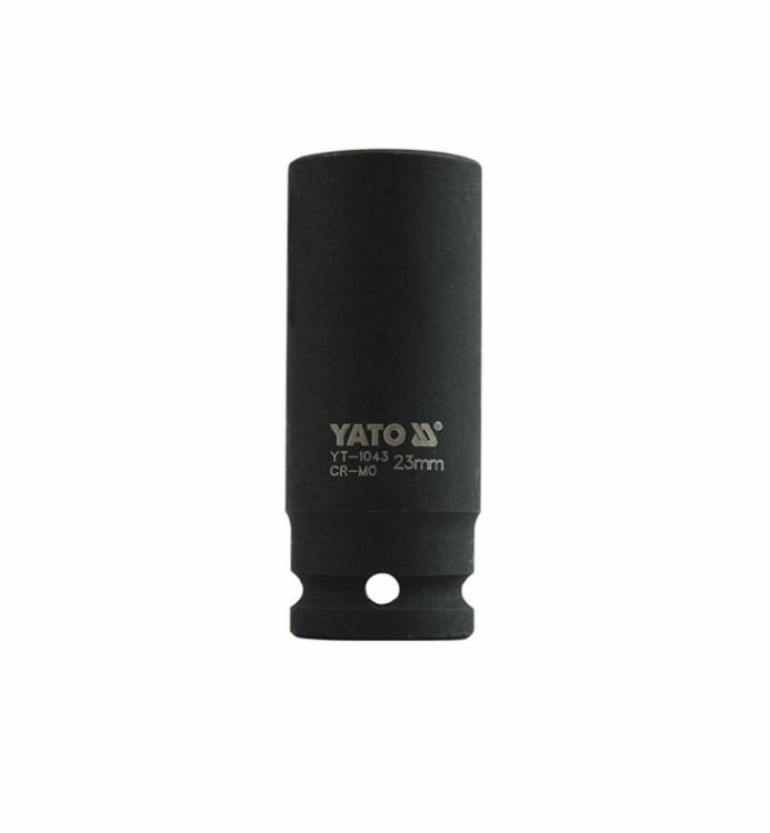 თავაკი YATO YT-1043, შავი მაღალი, 1/2" 23 მმ – ქანჩის მოსახსნელი პროფესიონალური ინსტრუმენტი რთული სამუშაოებისთვის სურათი