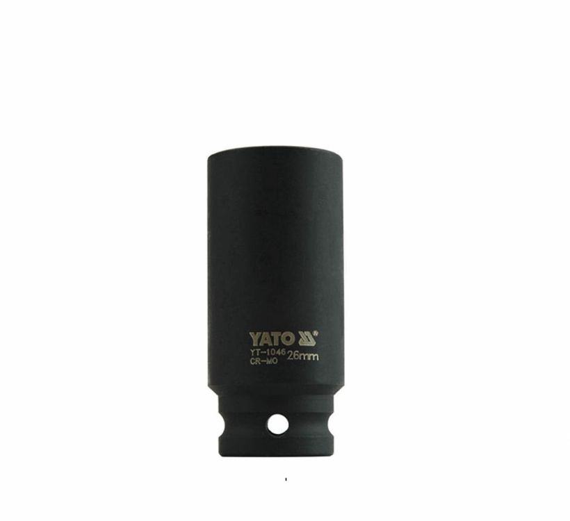 თავაკი YATO YT-1046 26 მმ, 1/2" მაღალი შავი CrMo – პროფესიონალური ქანჩის გასახსნელი ღრმა თავაკი სურათი