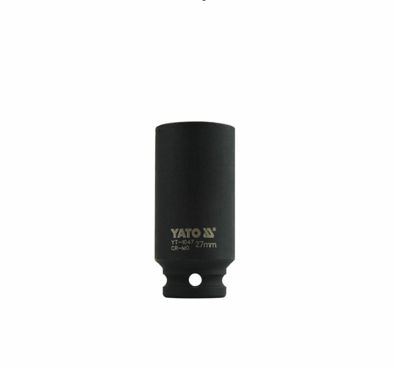 თავაკი YATO YT-1047 27 მმ, 1/2" მაღალი შავი CrMo – პროფესიონალური ქანჩის გასახსნელი ღრმა თავაკი სურათი