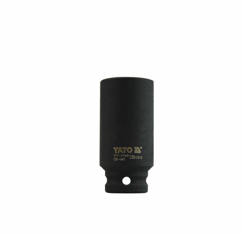 თავაკი YATO YT-1048 28 მმ, 1/2" მაღალი შავი CrMo – პროფესიონალური ქანჩის გასახსნელი ღრმა თავაკი სურათი