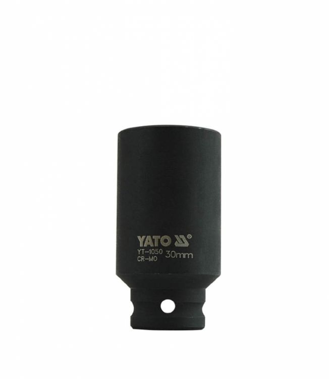 თავაკი YATO YT-1050 30 მმ, 1/2" მაღალი შავი CrMo – პროფესიონალური ქანჩის გასახსნელი ღრმა თავაკი სურათი