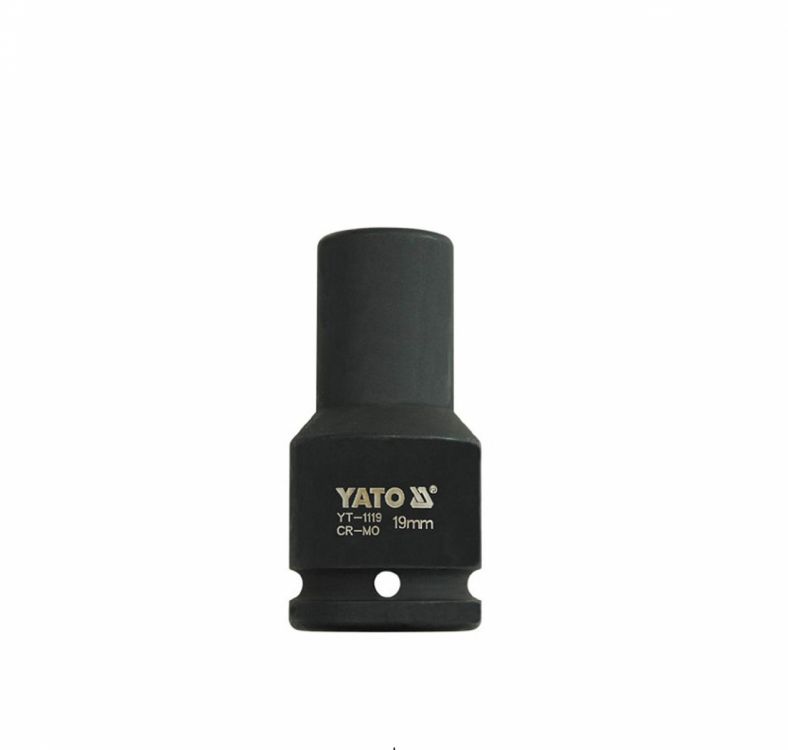 თავაკი YATO YT-1119 19 მმ, 3/4" მაღალი შავი CrMo – პროფესიონალური ღრმა თავაკი მჭიდროდ დაჭერილი ქანჩებისთვის სურათი