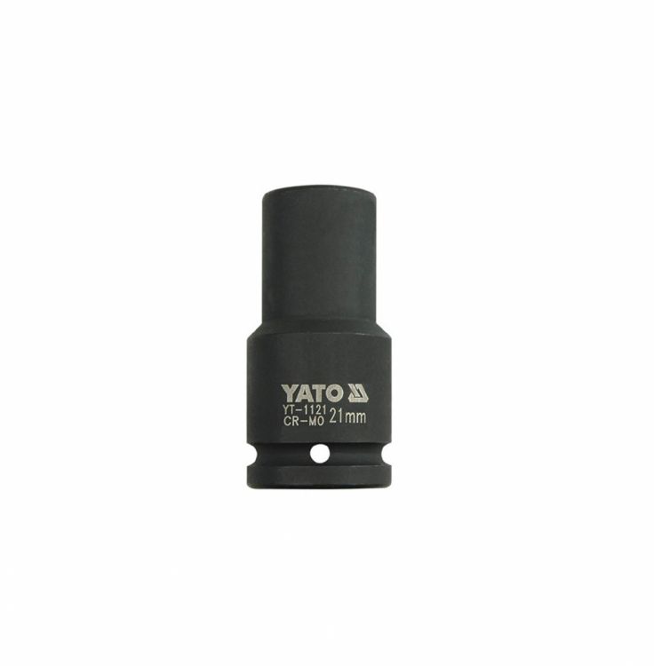 თავაკი YATO YT-1121 21 მმ, 3/4" მაღალი შავი CrMo – პროფესიონალური ღრმა თავაკი მჭიდროდ დაჭერილი ქანჩებისთვის სურათი