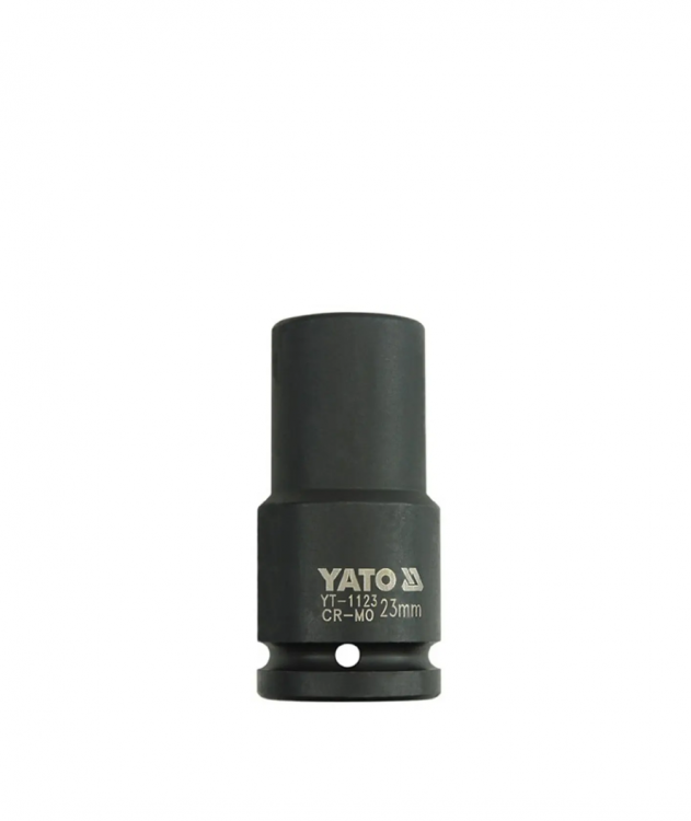 თავაკი YATO YT-1123 23 მმ, 3/4" მაღალი შავი CrMo – პროფესიონალური ღრმა თავაკი მჭიდროდ დაჭერილი ქანჩებისთვის სურათი