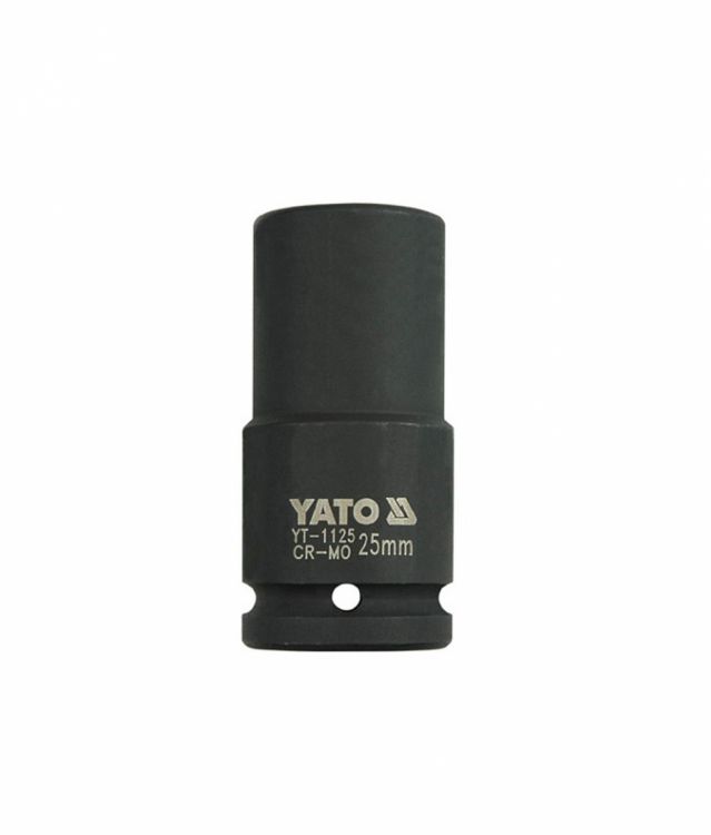 თავაკი YATO YT-1125 25 მმ, 3/4" მაღალი შავი CrMo – პროფესიონალური ღრმა თავაკი მჭიდროდ დაჭერილი ქანჩებისთვის სურათი
