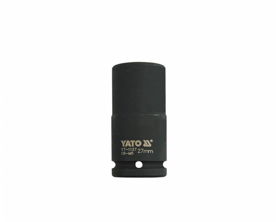 თავაკი YATO YT-1127 27 მმ, 3/4" მაღალი შავი CrMo – პროფესიონალური ღრმა თავაკი მჭიდროდ დაჭერილი ქანჩებისთვის სურათი