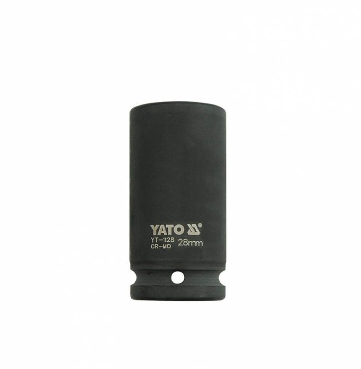 თავაკი YATO YT-1128 28 მმ, 3/4" მაღალი შავი CrMo – პროფესიონალური ღრმა თავაკი მჭიდროდ დაჭერილი ქანჩებისთვის სურათი