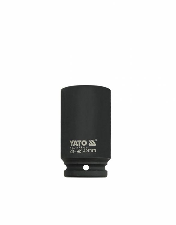 თავაკი YATO YT-1133 33 მმ, 3/4" მაღალი შავი CrMo – პროფესიონალური ღრმა თავაკი მჭიდროდ დაჭერილი ქანჩებისთვის სურათი