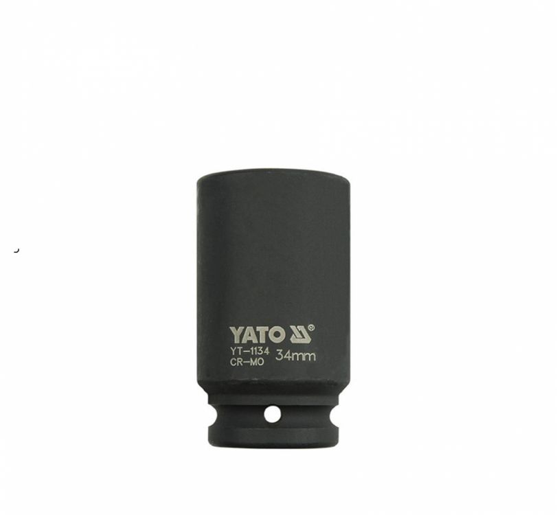 თავაკი YATO YT-1134 34 მმ, 3/4" მაღალი შავი CrMo – პროფესიონალური ღრმა თავაკი მჭიდროდ დაჭერილი ქანჩებისთვის სურათი