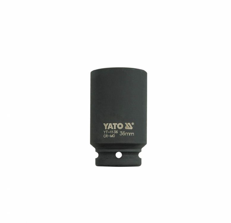 თავაკი YATO YT-1136 36 მმ, 3/4" მაღალი შავი CrMo – პროფესიონალური ღრმა თავაკი მჭიდროდ დაჭერილი ქანჩებისთვის სურათი